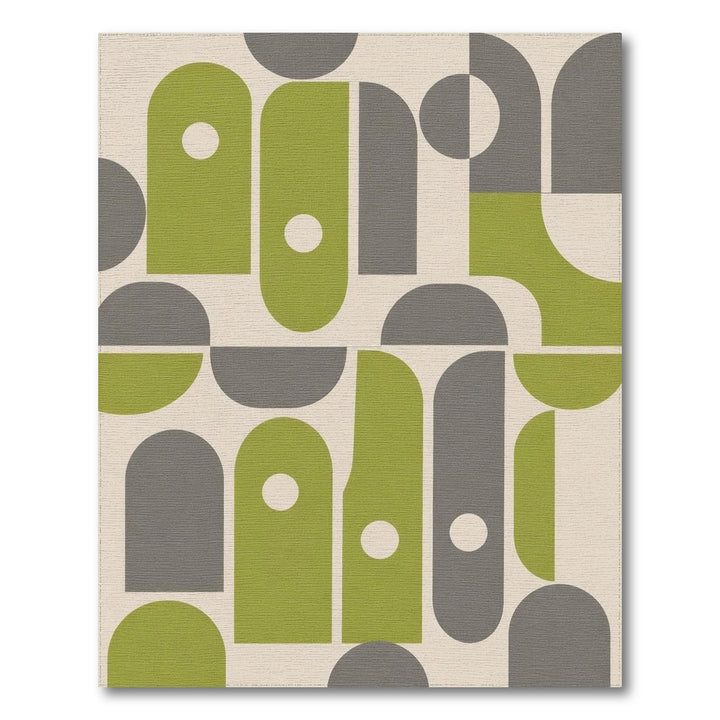 Green Geometric Green Area Rug