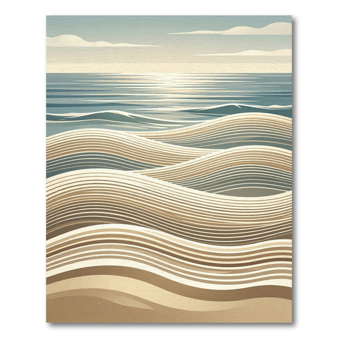 Serene Ocean Waves Abstract Rug