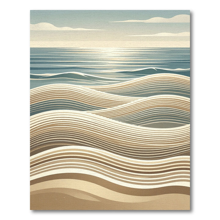 Serene Ocean Waves Abstract Rug
