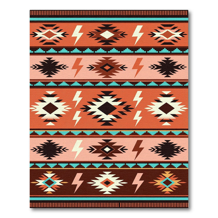 Retro Orange Aztec Lightning Bolt Rug