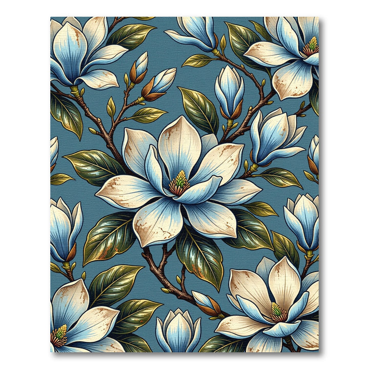 Pastel Blue Magnolia Blossom Branches Rug