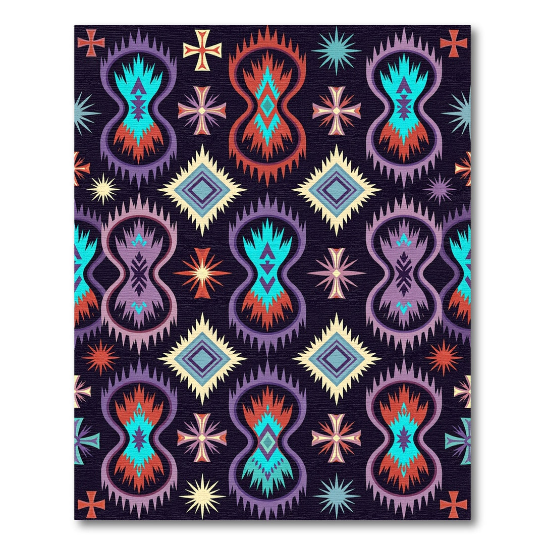 Bold Ethnic Figurine Diamond Rug