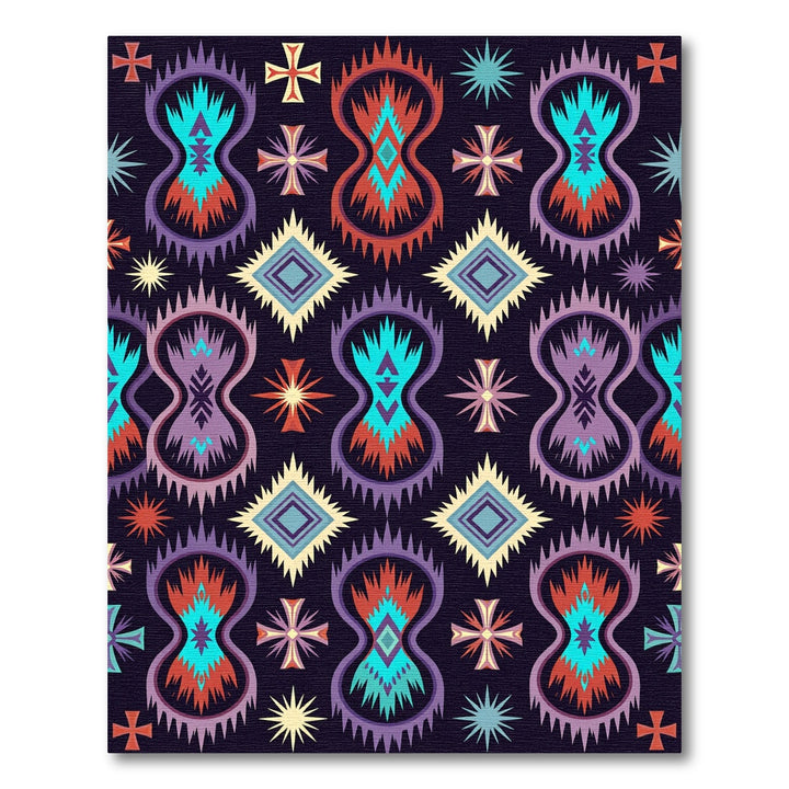 Bold Ethnic Figurine Diamond Rug