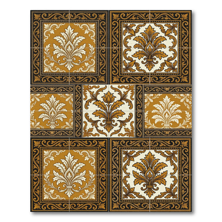 Vintage Gold Leaf Scrollwork Medallion Rug