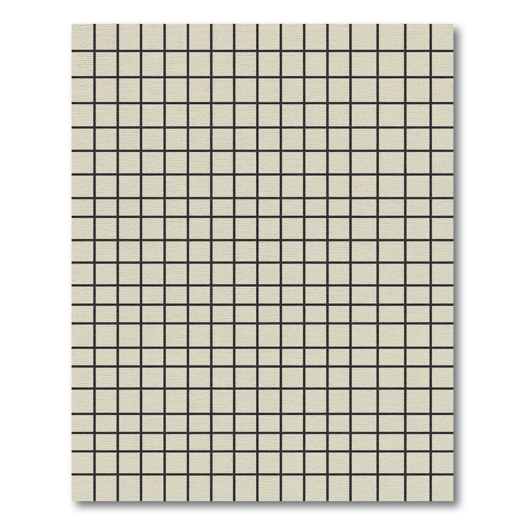 Modern Beige Black Grid Rug