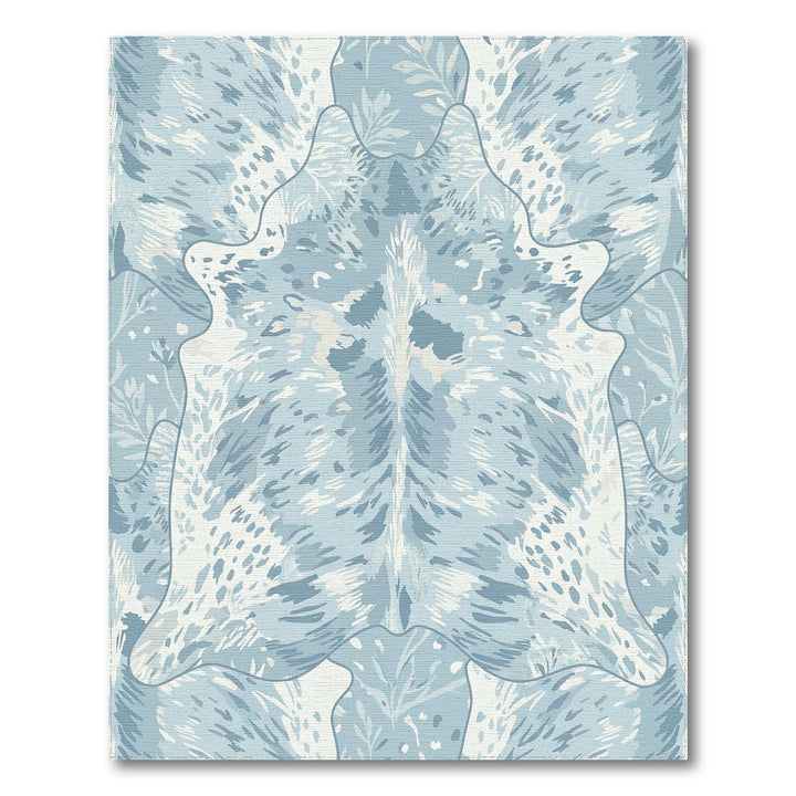 Blue White Watercolor Foliage Medallion Rug