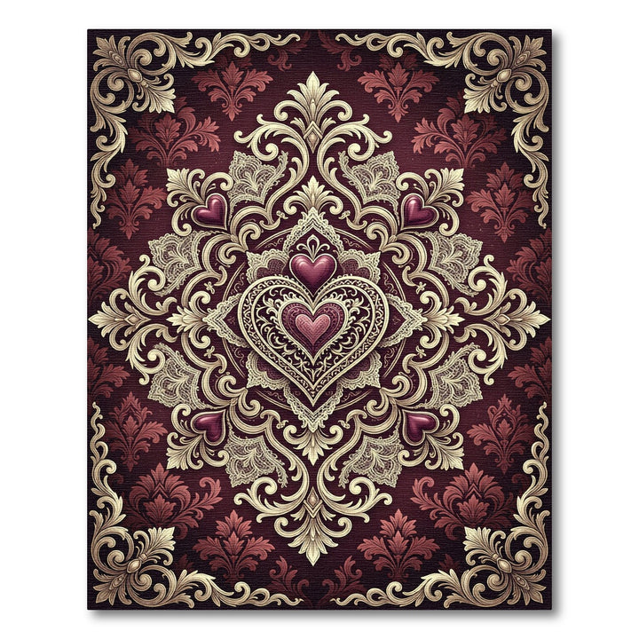 Ornate Heart Damask Royal Rug