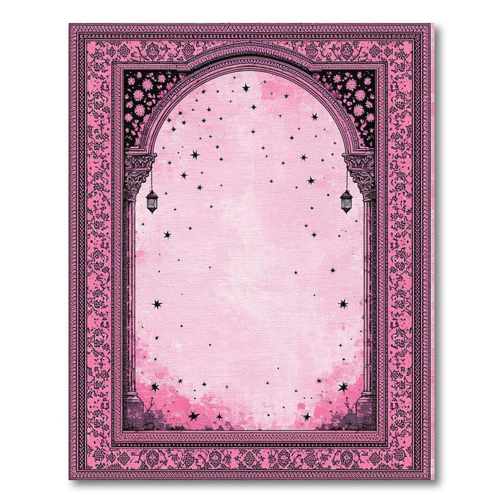 Pink Floral Vintage Starry Arch Area Rug