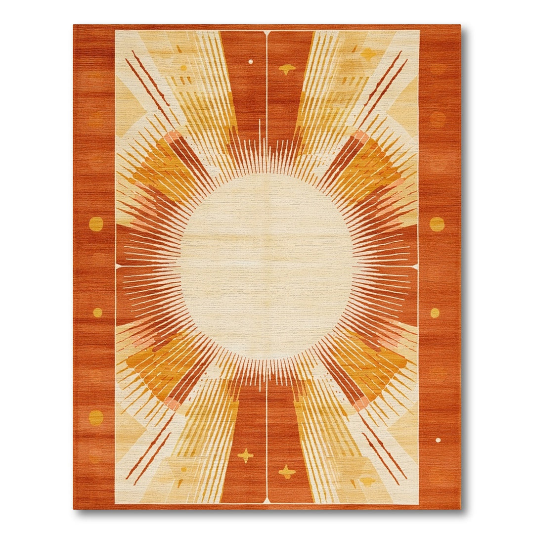 Orange Sunburst Geometric Orange Area Rug