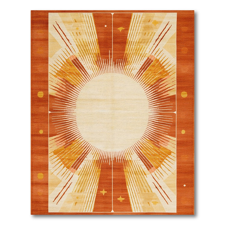 Orange Sunburst Geometric Orange Area Rug
