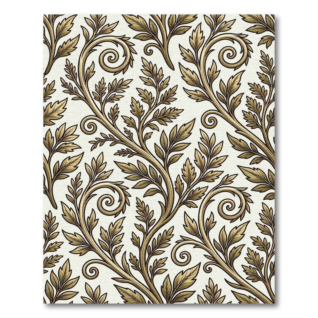 Golden Scroll Leaf Vine Rug