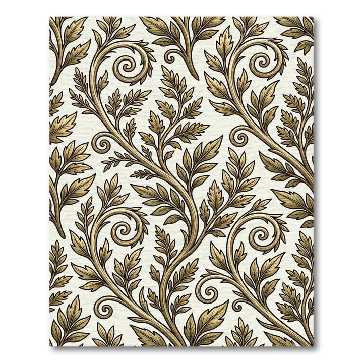 Golden Scroll Leaf Vine Rug