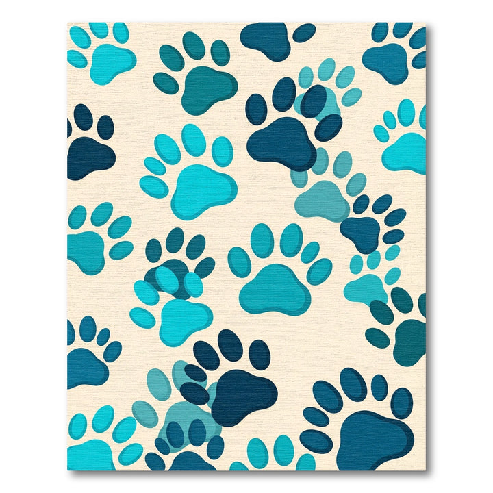 Ocean Blue Paw Prints Rug