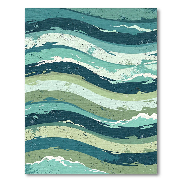 Deep Teal Serene Flowing Waves Rug
