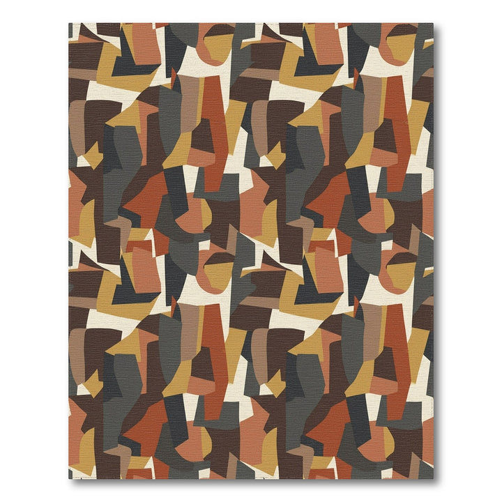 Earthy Ochre Abstract Collage Rug