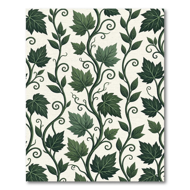 Deep Green Vine Swirl Botanical Rug