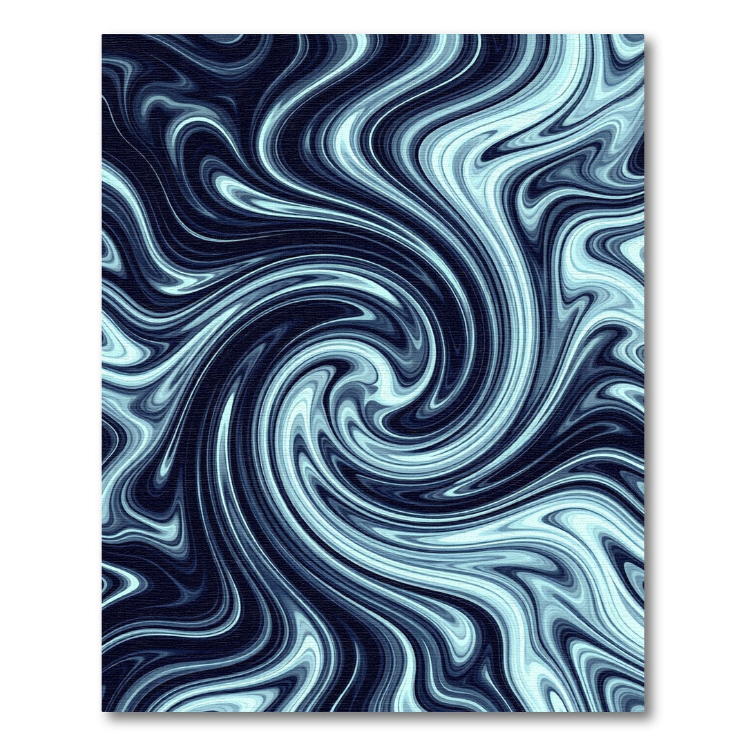 Deep Blue Swirling Abstract Flow Rug