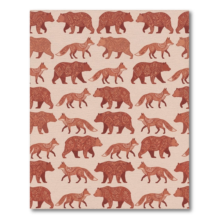 Woodland Bears Foxes Folk Art Rug