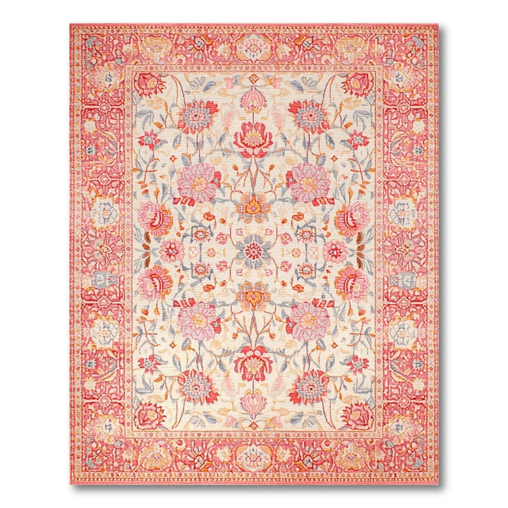 Pink Floral Vintage Area Rug