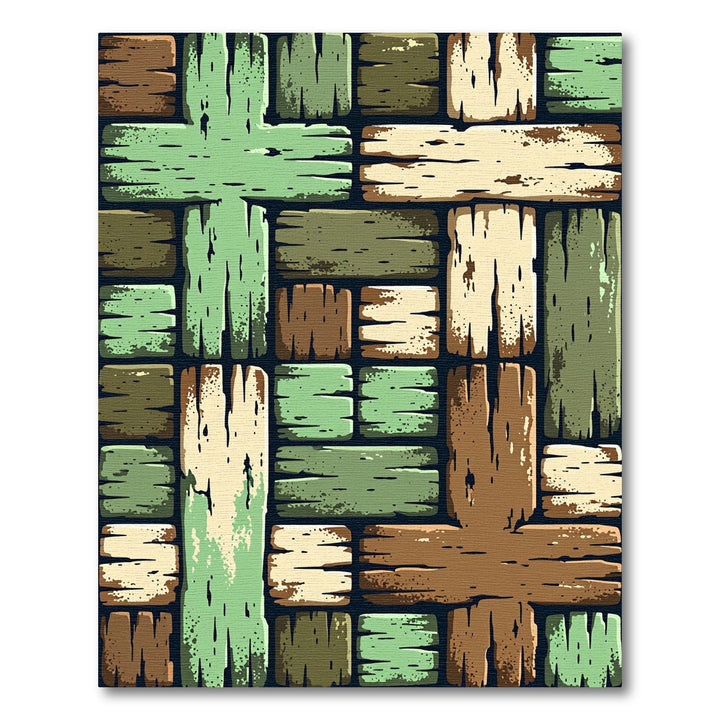 Rustic Wood Plank Patchwork Layout Rug