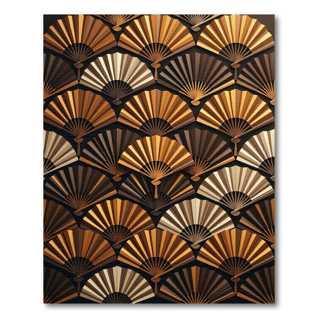 Brown Gold Fan Array Rug