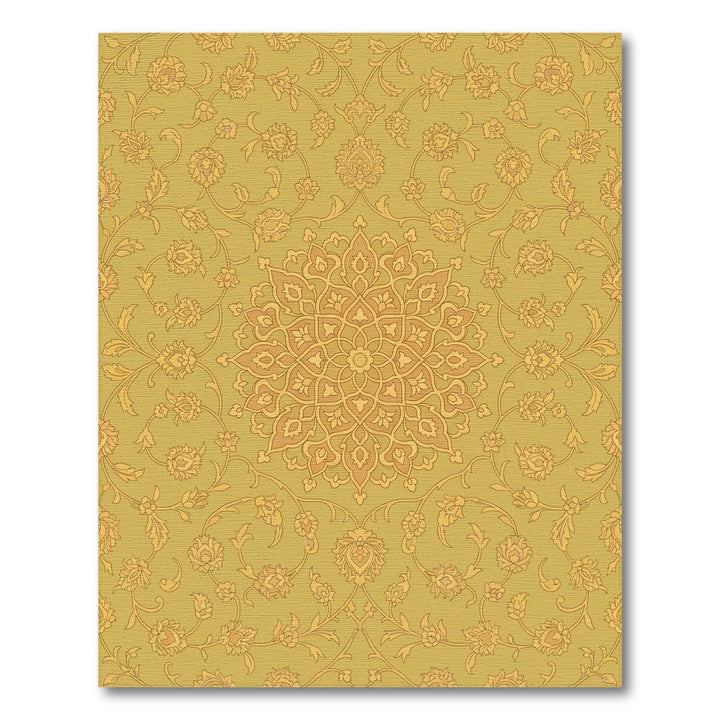 Golden Ochre Floral Medallion Vines Rug