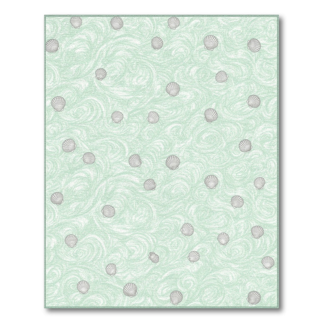 Mint Green Seashell Coastal Area Rug