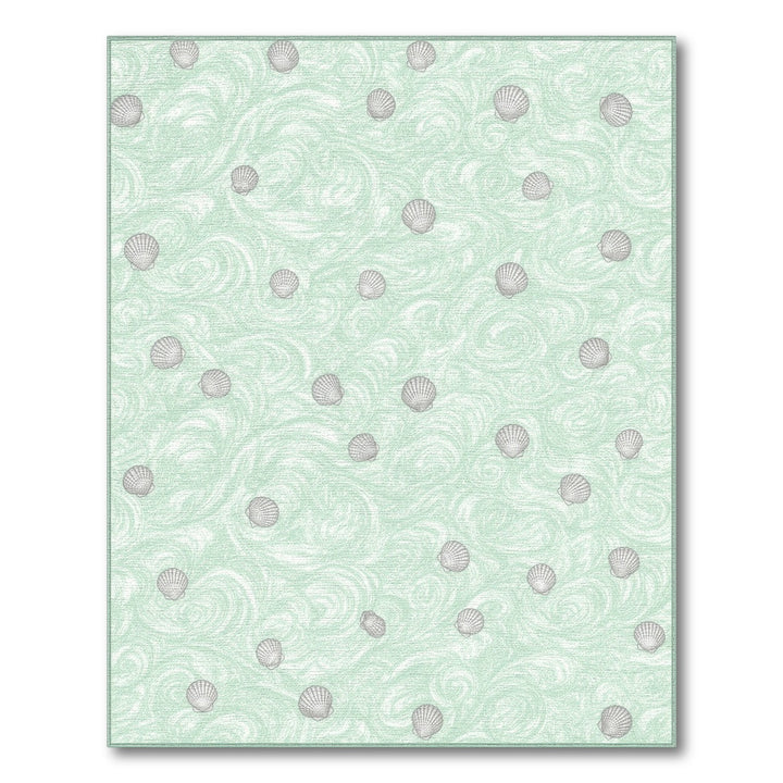 Mint Green Seashell Coastal Area Rug