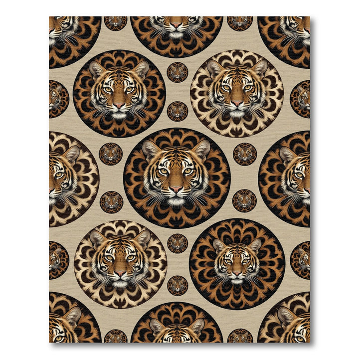 Majestic Tiger Faces Mandala Rug