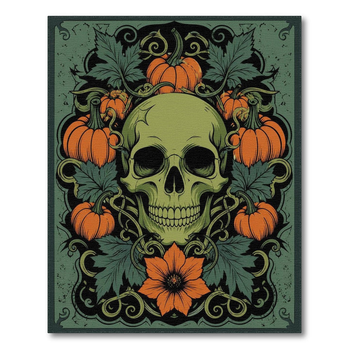 Green Skull Pumpkin Vintage Area Rug
