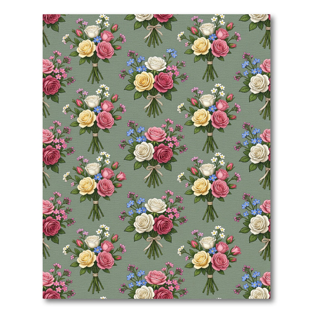 Pink Yellow White Rose Bouquet Arrangement Rug
