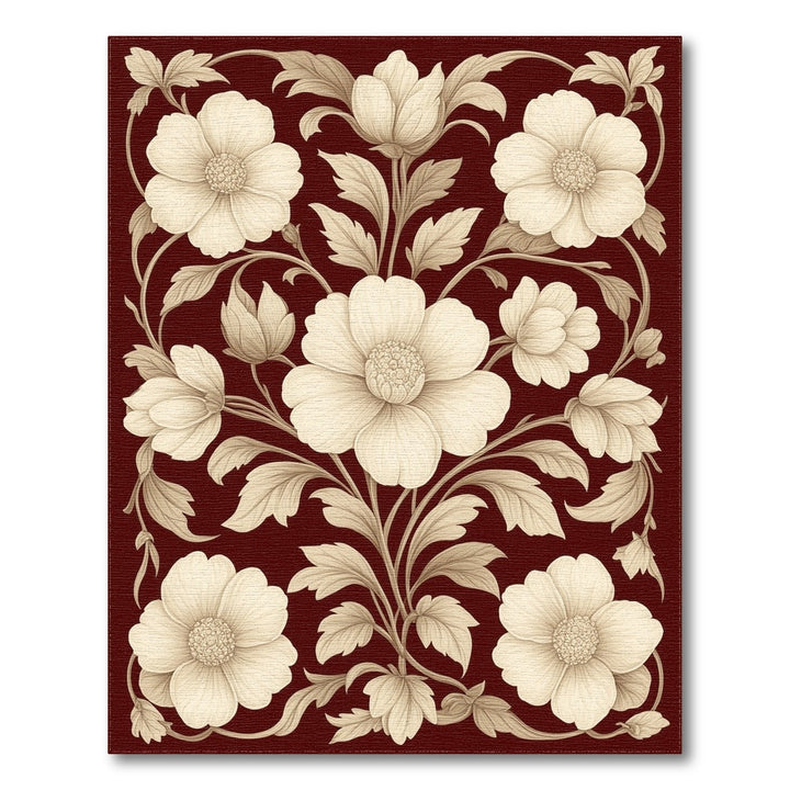 Red Vintage Floral Area Rug