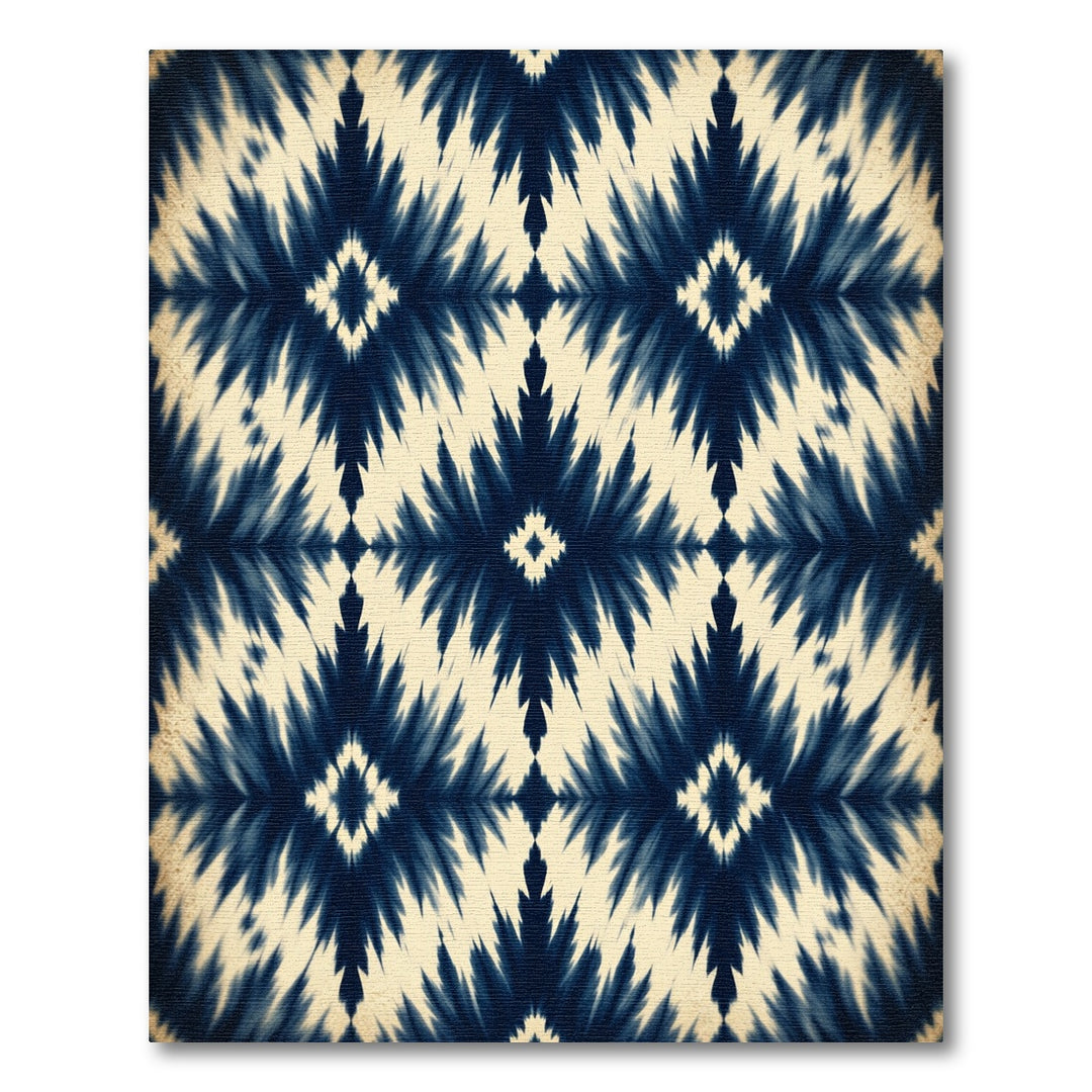 Navy Blue Diamond Tie Dye Rug