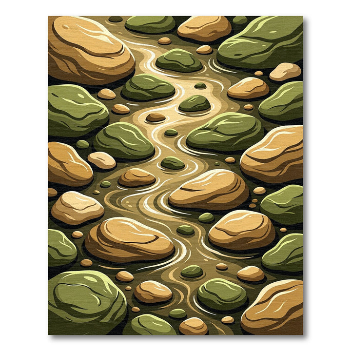 Earthy Stones Flowing River Water Rug