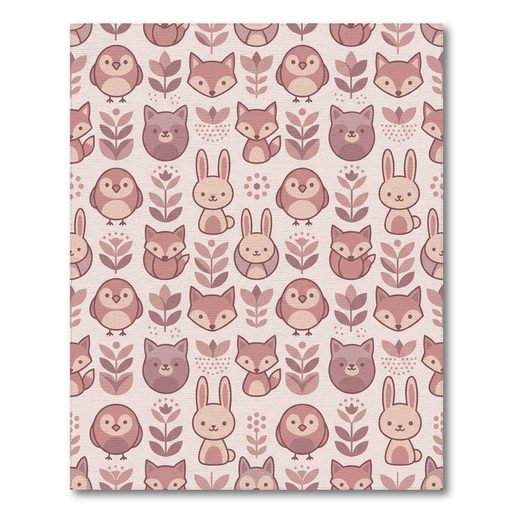 Cute Woodland Creatures And Flowers Rug