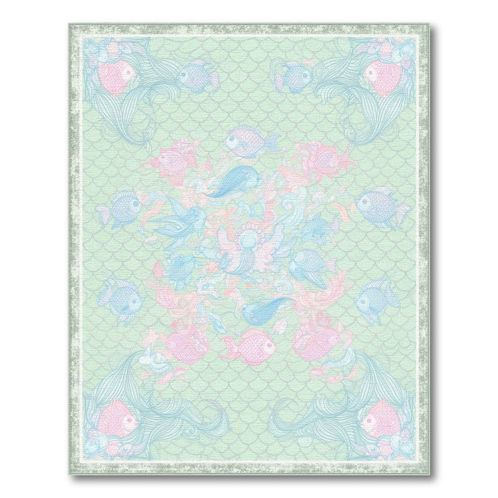 Mint Green Coastal Fish Area Rug