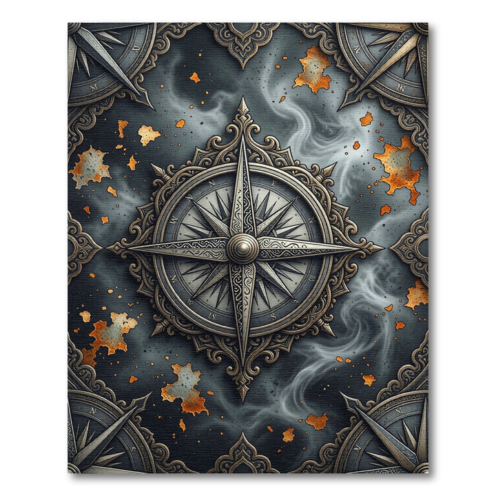 Vintage Compass Black Gold Rug