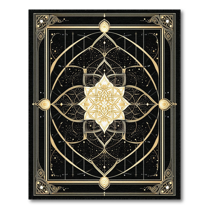 Gold Mandala Geometric Area Rug