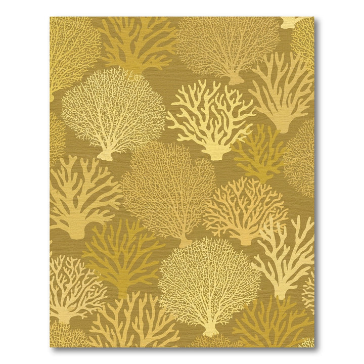 Golden Coral Fan Abstract Arrangement Rug