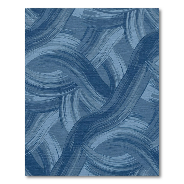 Deep Blue Brush Stroke Waves Rug
