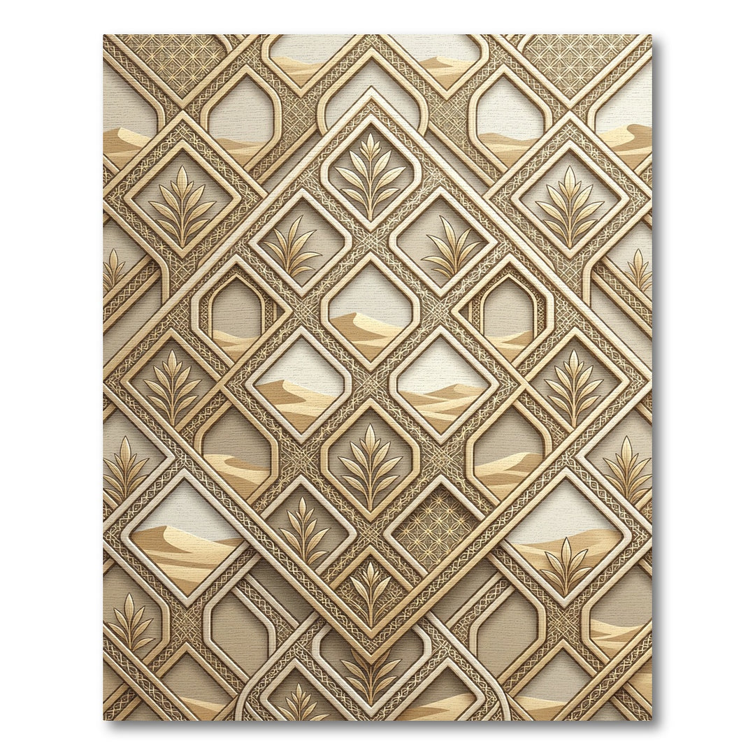 Ornate Golden Desert Arch Rug
