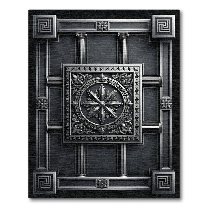Gray Classical Floral Medallion Framing Rug