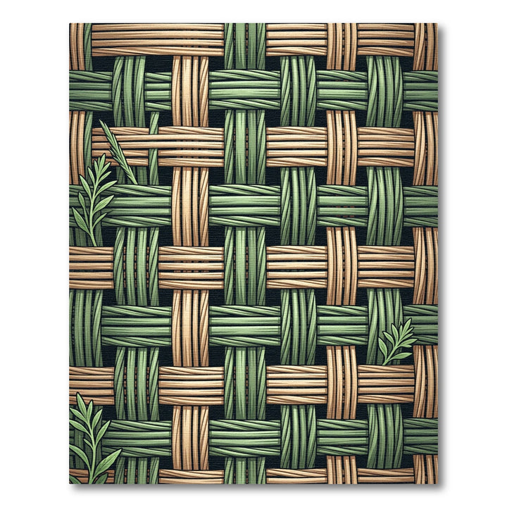 Woven Green Gold Fibers Texture Rug