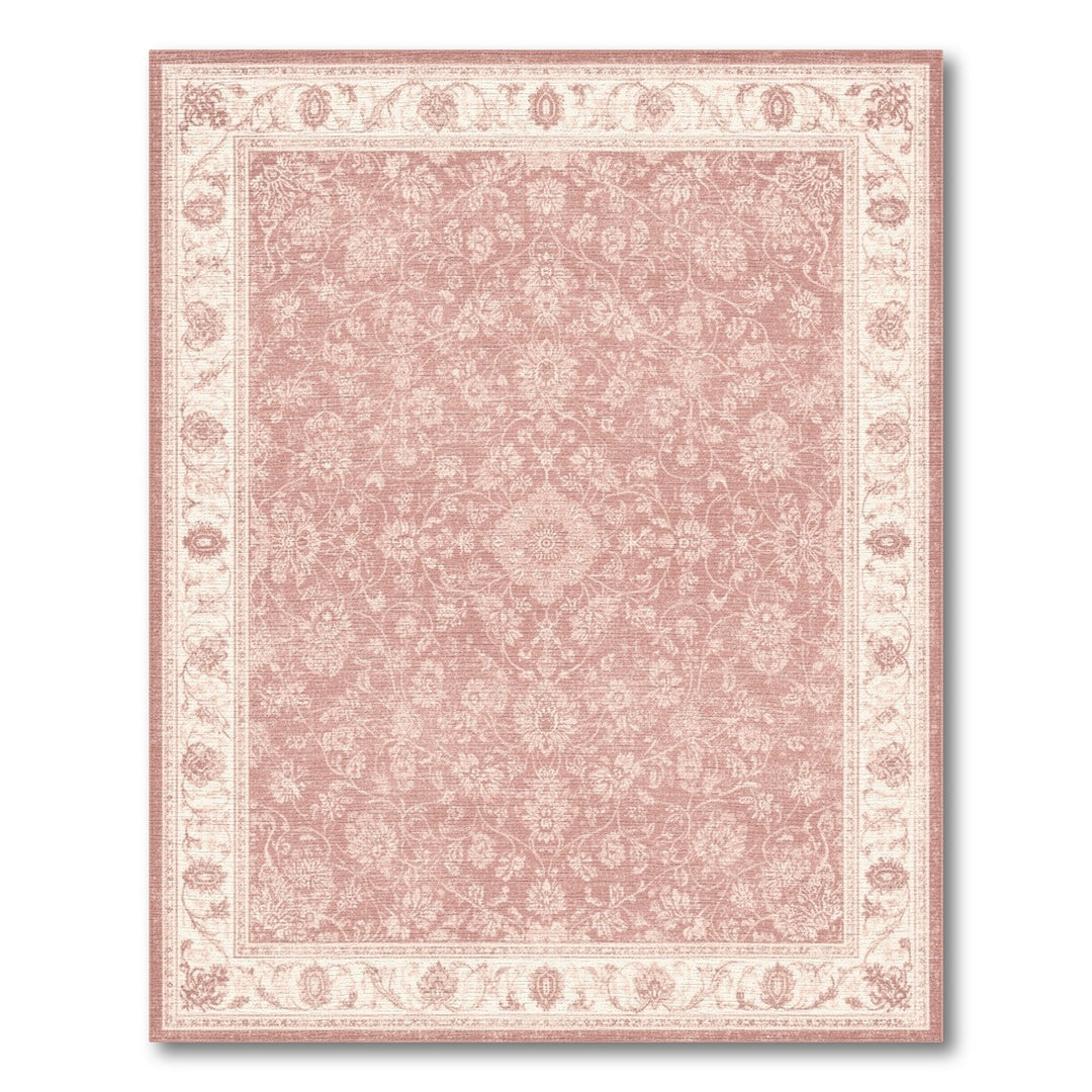 Blush Pink Floral Vintage Area Rug