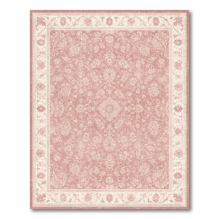 Blush Pink Floral Vintage Area Rug