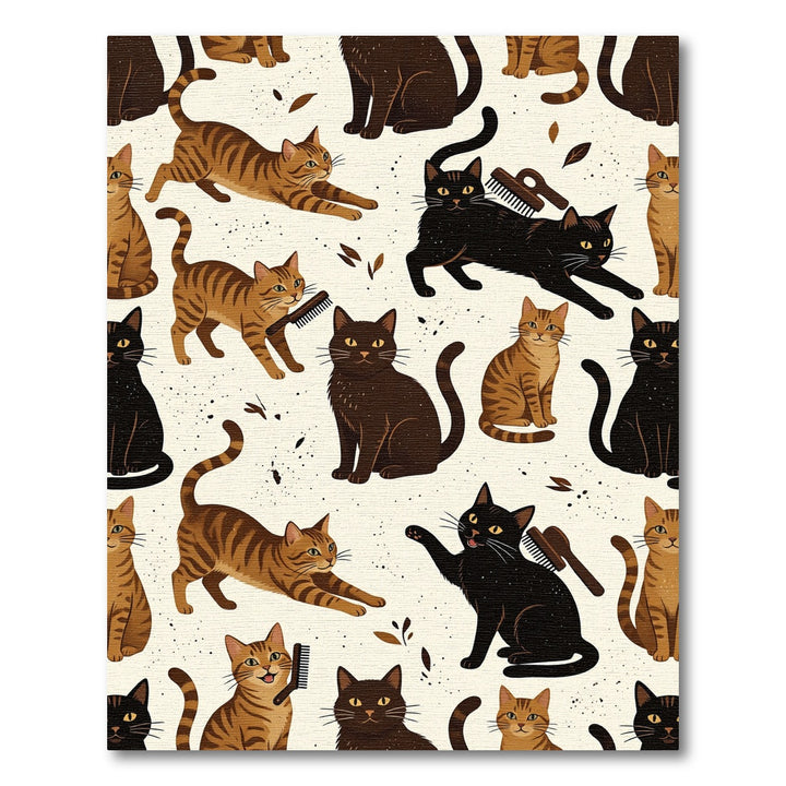 Playful Black Amber Tabby Cats Rug