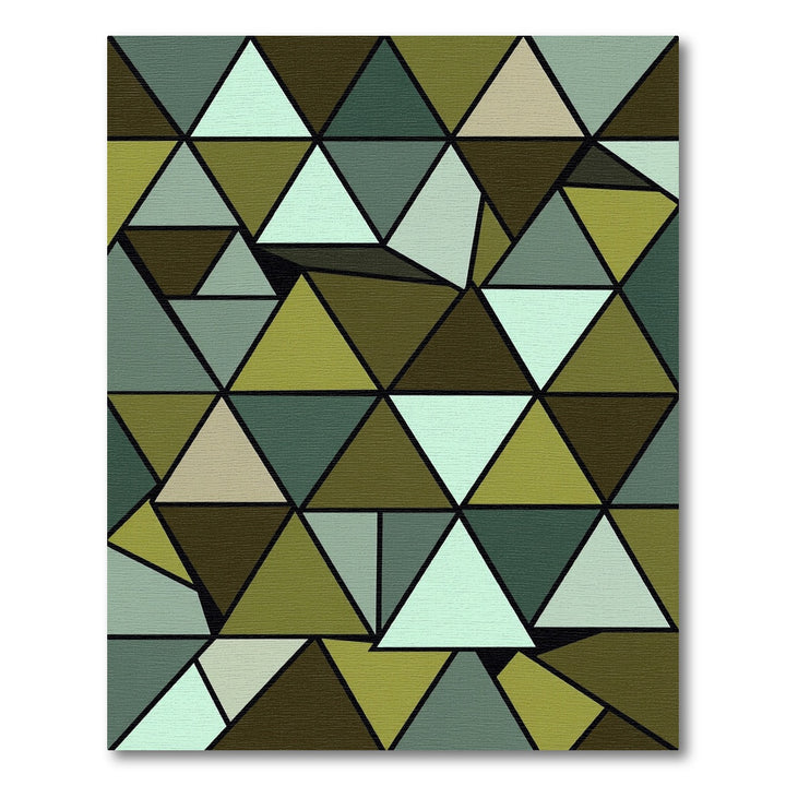 Geometric Green Teal Triangles Rug