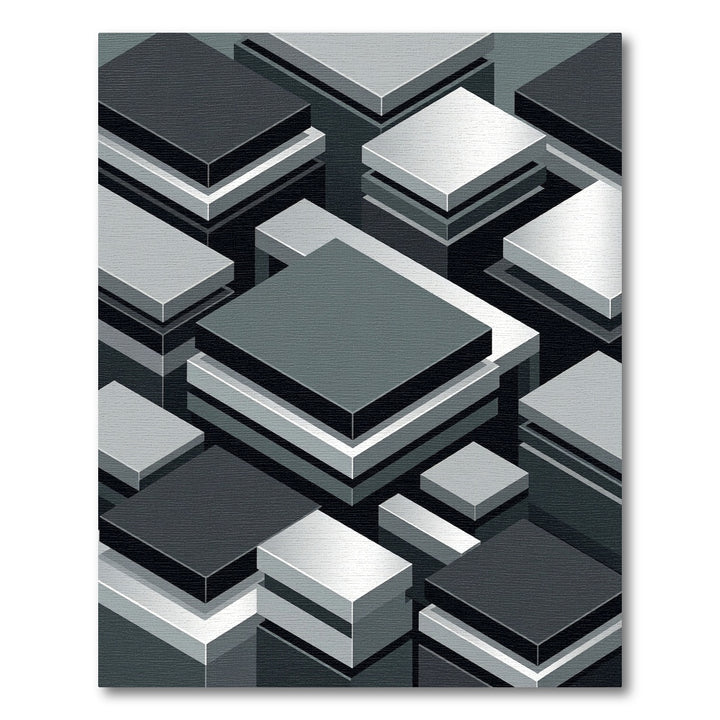 Monochrome Geometric Stacked Layers Rug
