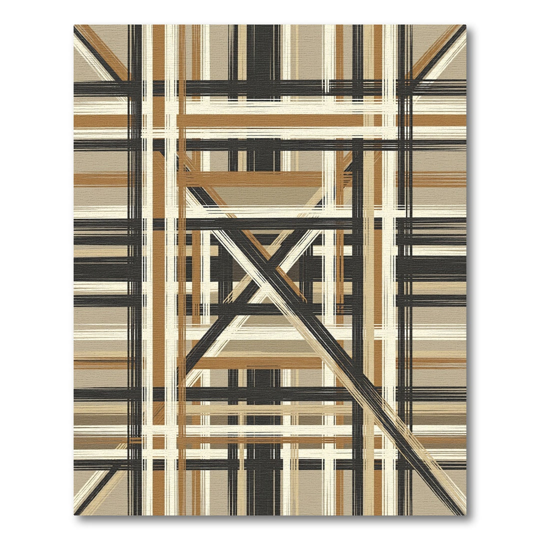 Abstract Geometric Grid Stripe Rug