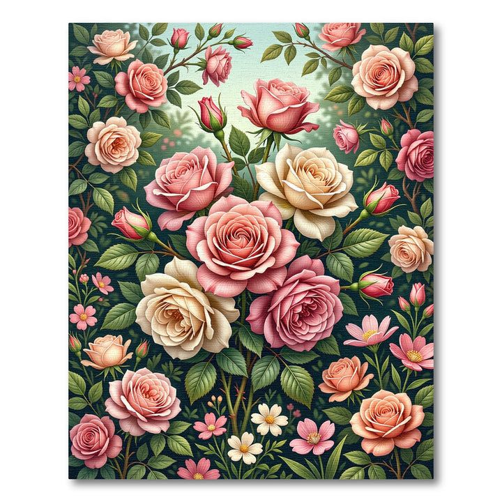 Romantic Pink Peach Rose Garden Rug